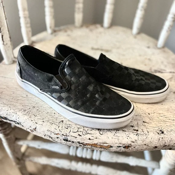 Vans slip-on Checkerboard Shoes - Black Check -9M - Picture 4 of 7